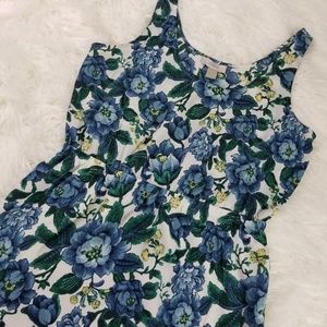 LOFT Sleeveless Dress with Blue Flowers